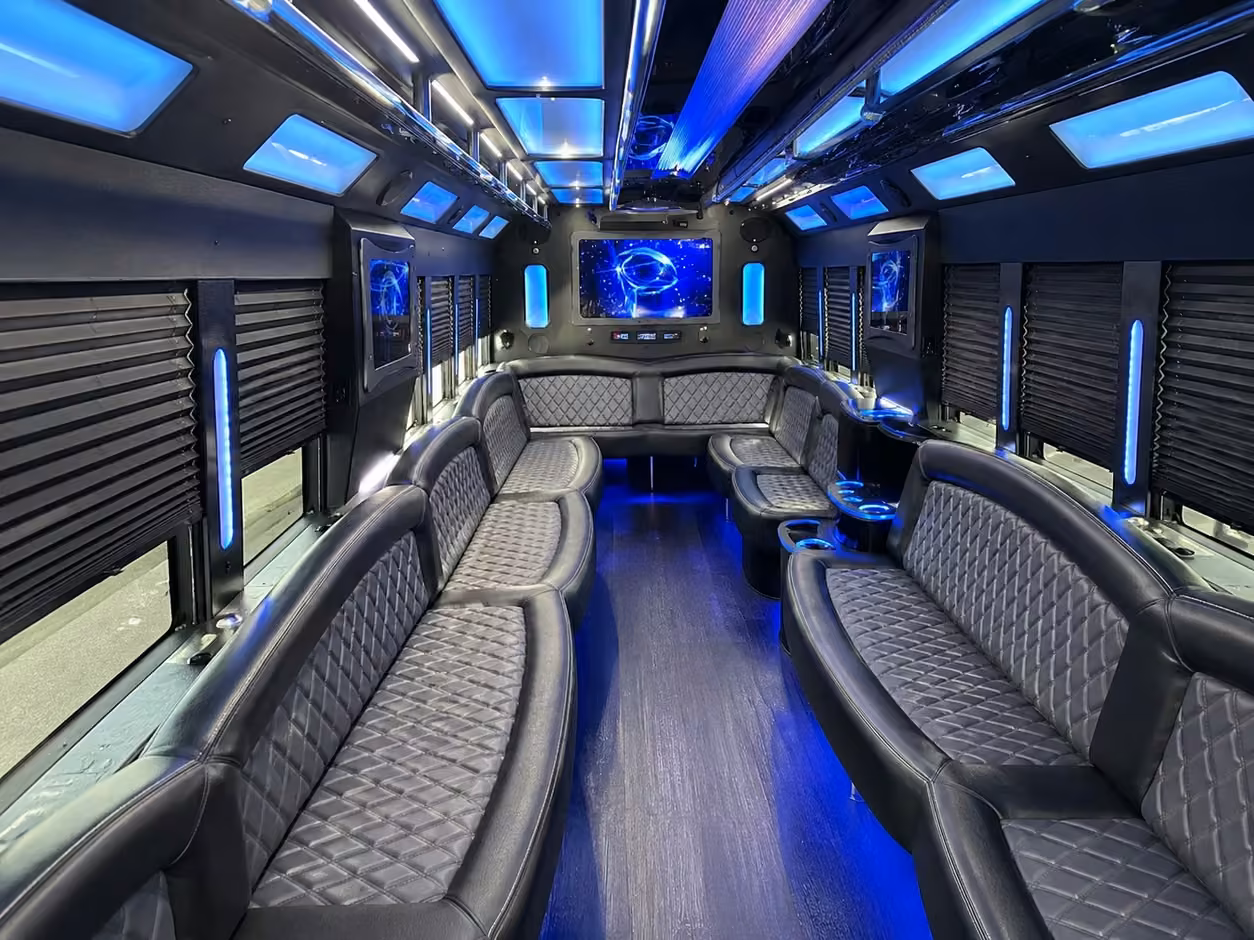 25 passenger party bus interior